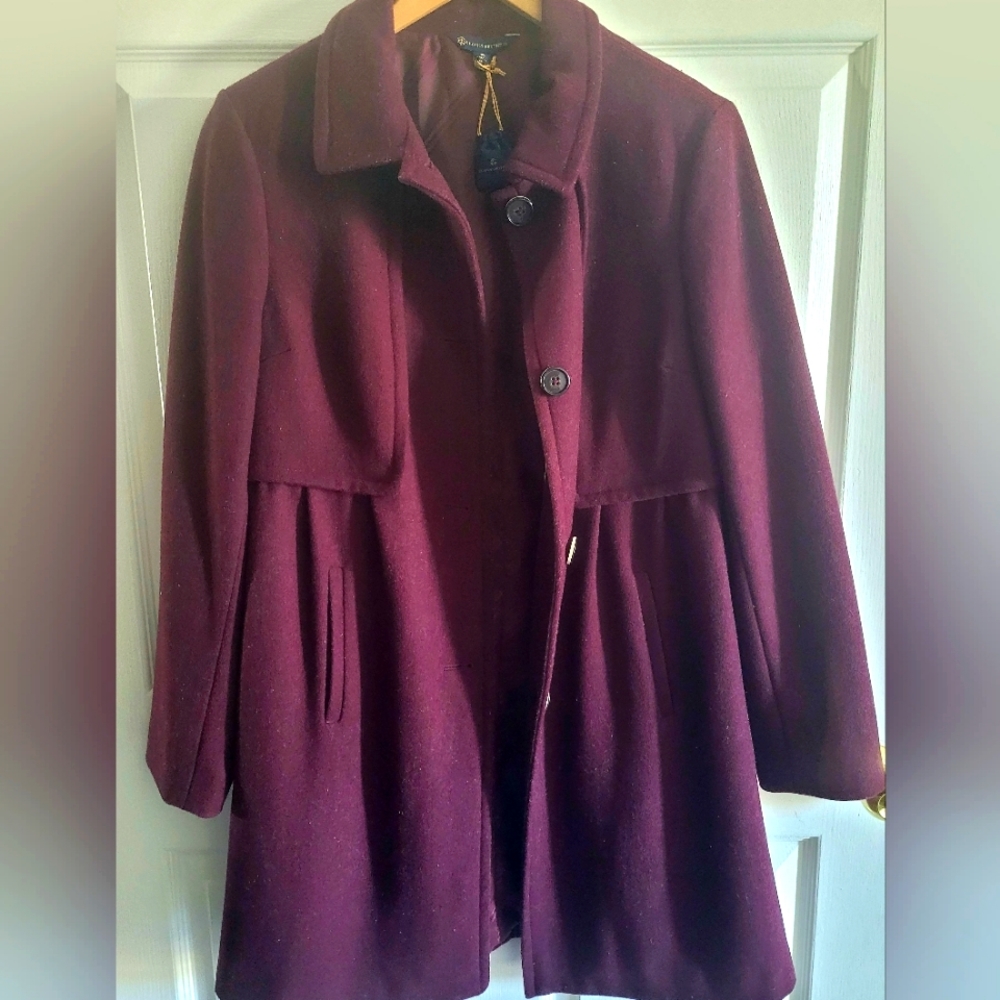 Women's Brooks Brothers wool purple coat. Size 12.